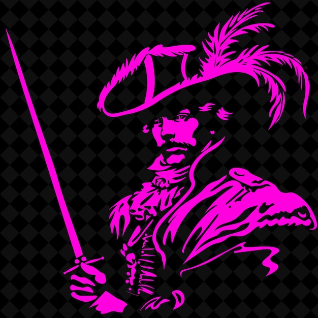 Png French Cavalier With a Rapier and Feathered Hat Elegant and Medieval Warrior Character Shape