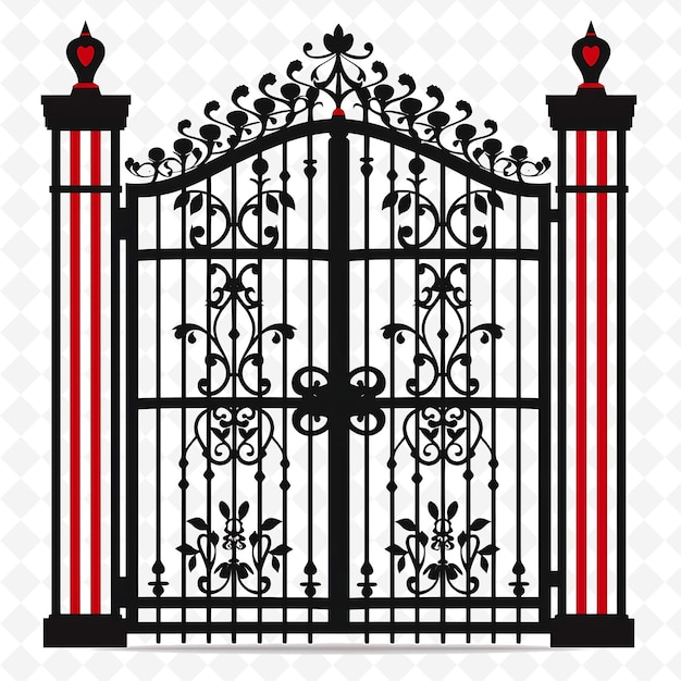 PSD png french gate with chic wedding decorations gate is adorned wi creative abstract art designs