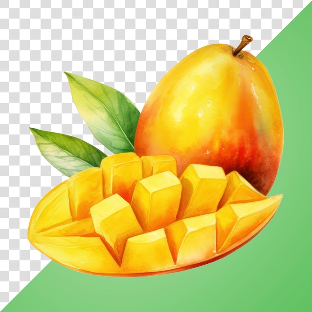 PNG Fresh juicy mango watercolor illustration