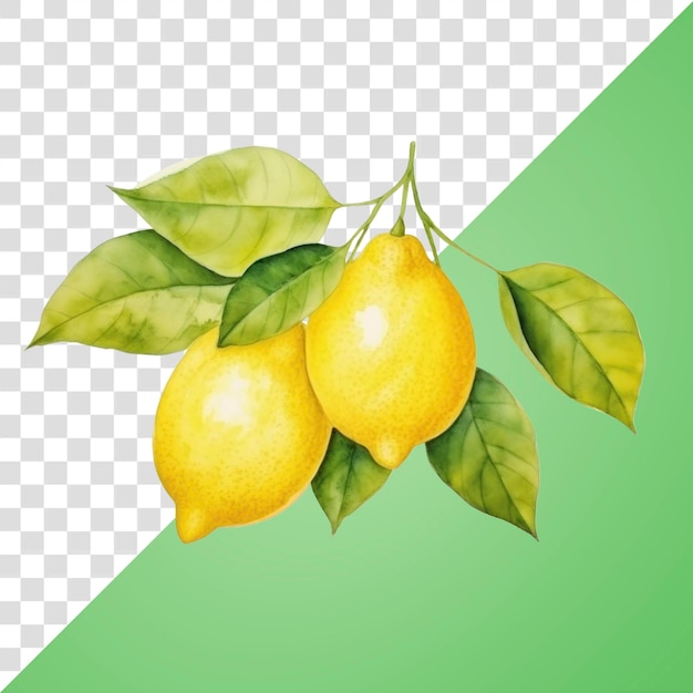 PNG Fresh lemons with green leaves