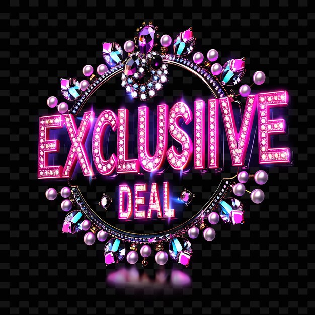 Png Glowing Neon Violet Exclusive Deal Text With a Luxurious Hig Unique Decoration Idea