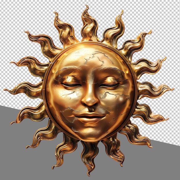 PSD png gold sun isolated on transparent background