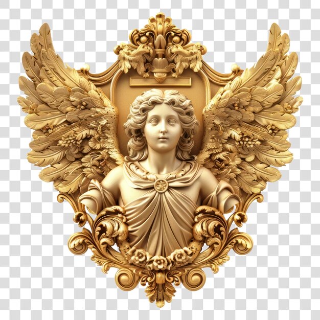 PSD png golden angelic ornate sculpture art