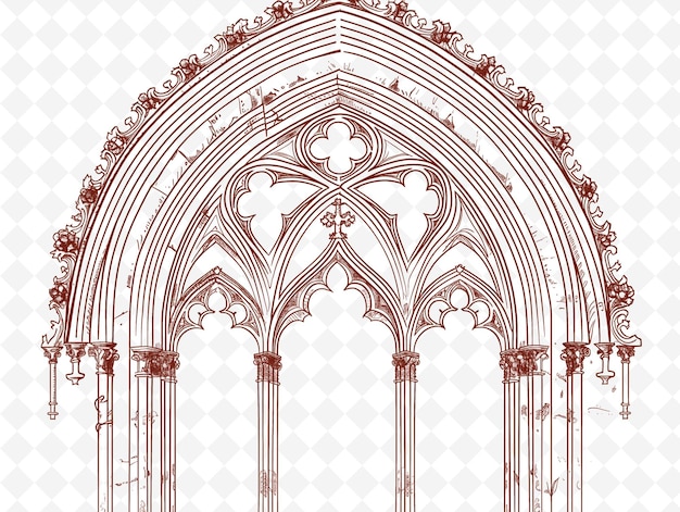 Png Gothic Cathedral Frame Art With Flying Buttresses and Rose W Illustration Frame Art Decorative