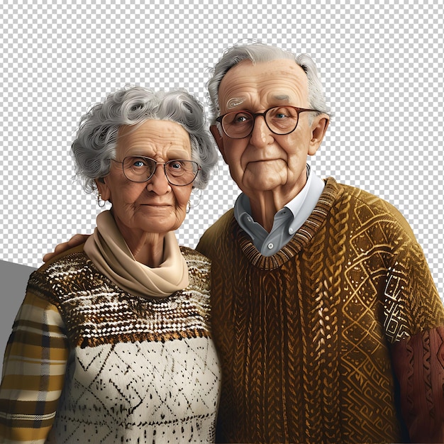 PSD png grandparents wearing isolated on transparent background