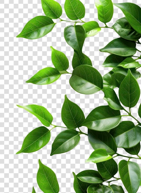 PSD png green leaves on white background