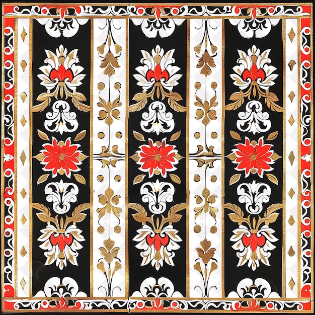 PSD png hand painted lacquer with burmese motifs borderlines design creative nature design art