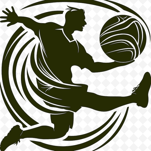 PSD png handball with dynamic design showcasing a handball player in outline art creative designs