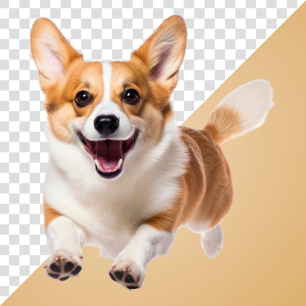 PNG Happy corgi dog jumping joyfully