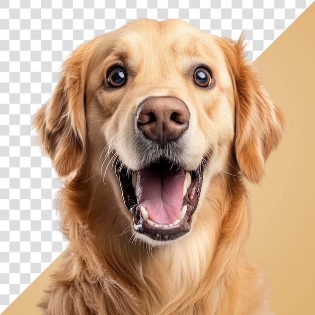 PSD png happy golden retriever portrait photo