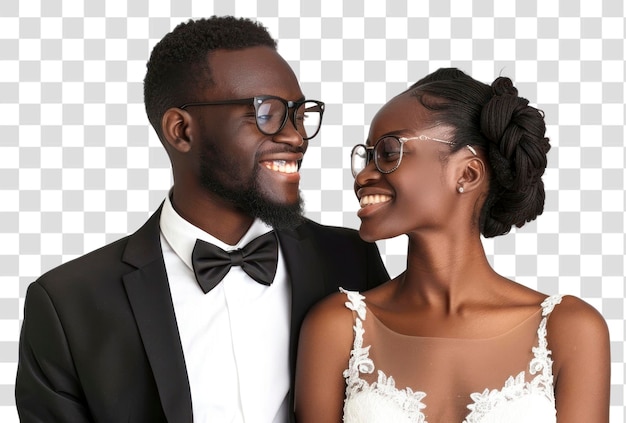 PSD png happy newlywed couple smiling