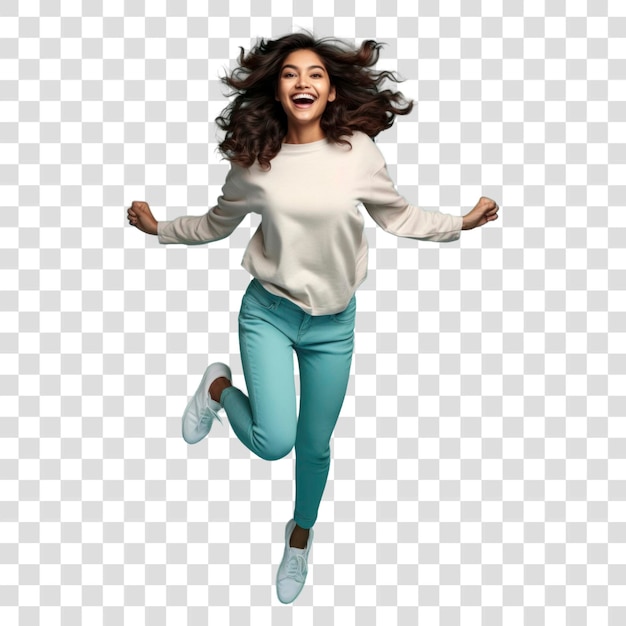 PNG Happy woman jumping joyfully