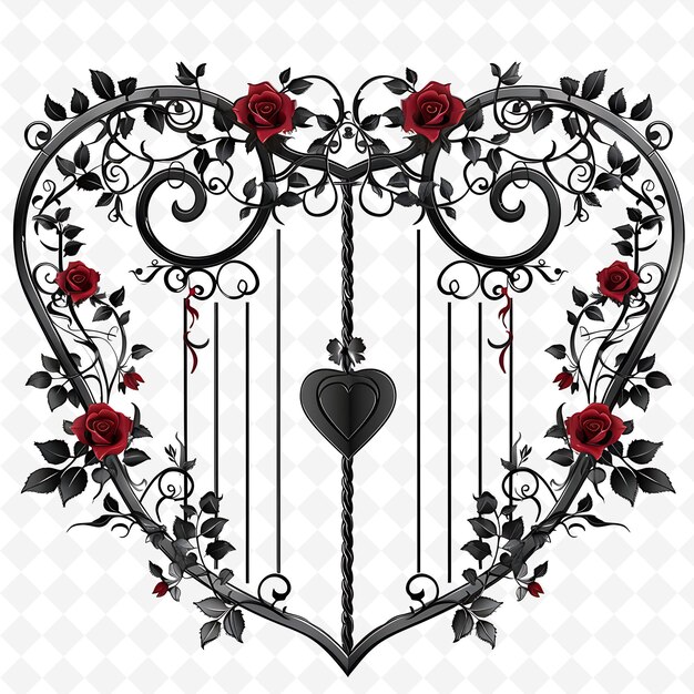 PSD png heart shaped gate with romantic wedding decorations gate is creative abstract art designs