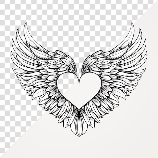 PSD png heart with angel wings illustration