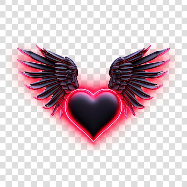 PSD png heart with wings illuminated chandelier darkness ai generated image by rawpixel