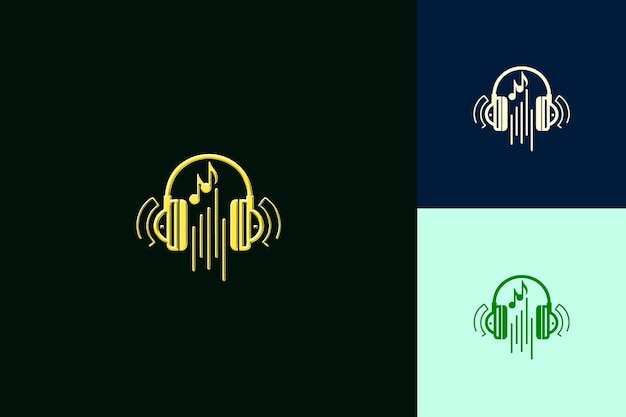 PSD png high tech headphones with futuristic logo showcasing a music outline art creative designs