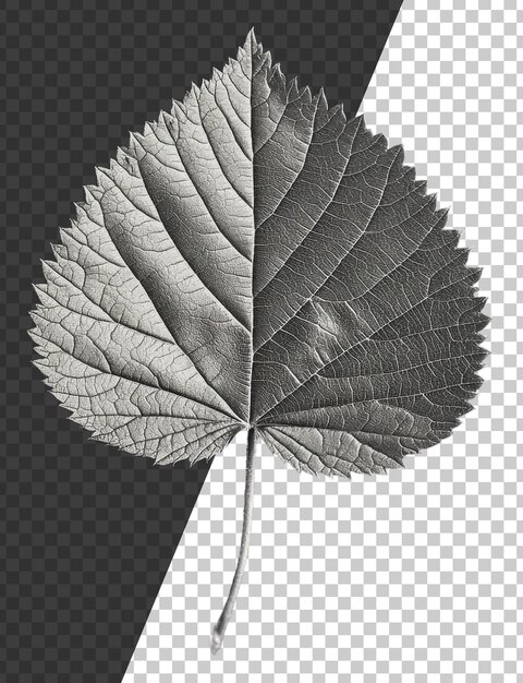 PSD png intricate details of a monochromatic leaf