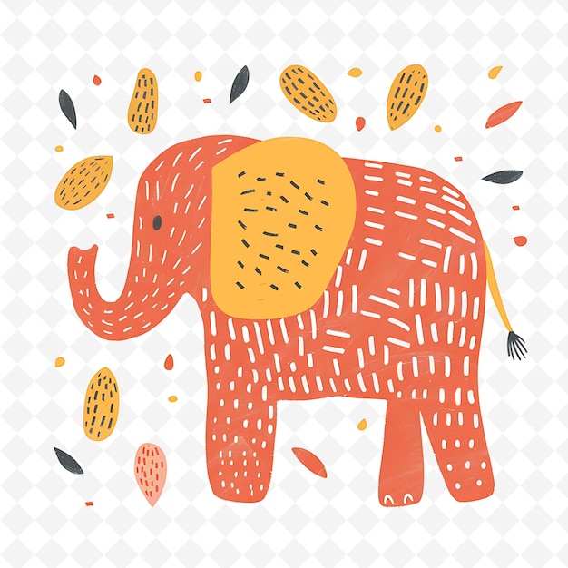 Png Jolly Elephant With Peanut Shapes Sprinkled Throughout Warm Flat Illustration Cute Character