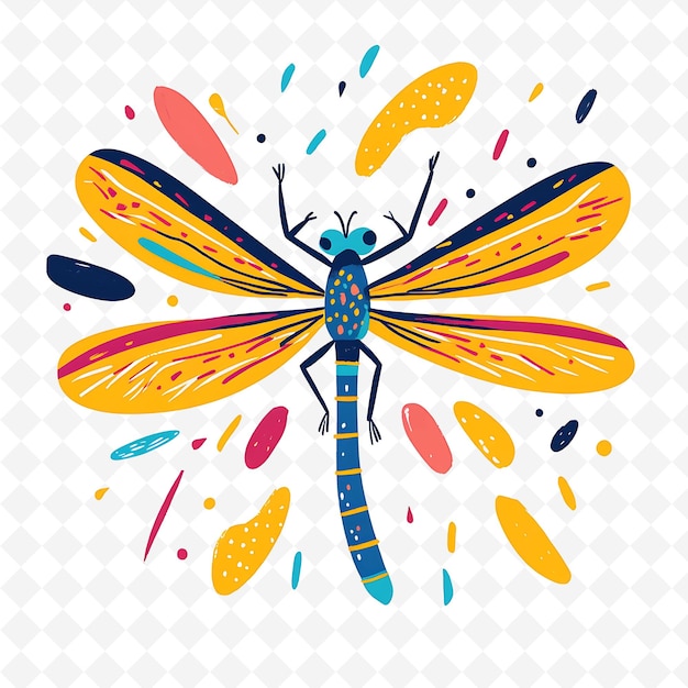 Png Joyful Dragonfly With Wing Shapes Scattered Like a Pond Magi Flat Illustration Cute Character