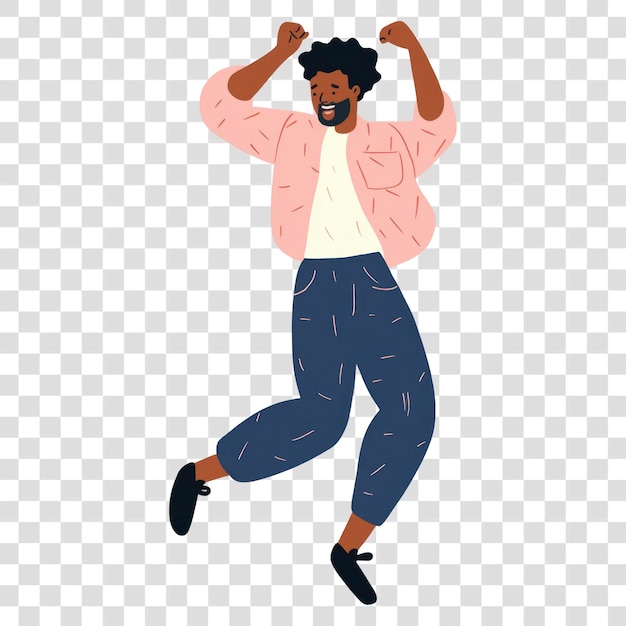 PSD png joyful man jumping in excitement