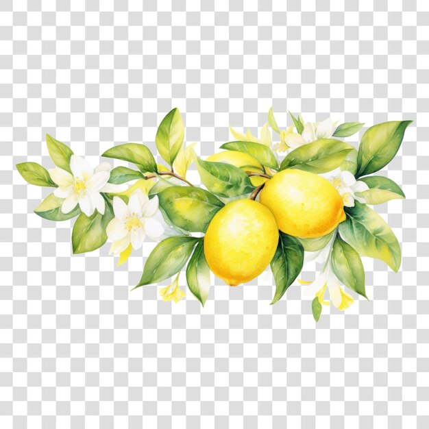 PSD png lemon border fruit plant food