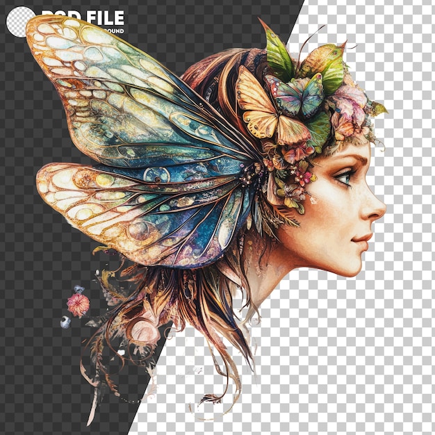 PSD png magical woman with butterfly wings