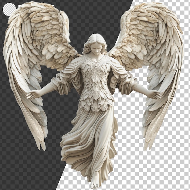 PSD png a majestic angel with large wings descending gracefully captured in a serene and ethereal setting