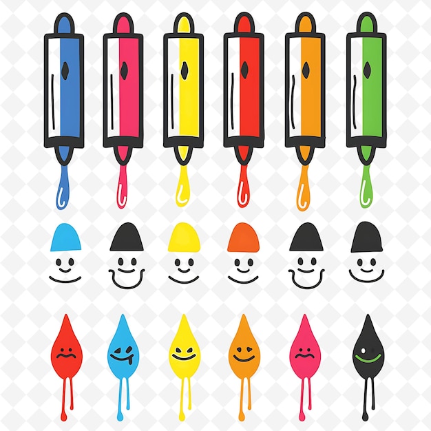 PSD png marker set with a fun design featuring a variety of marker c outline art creative designs