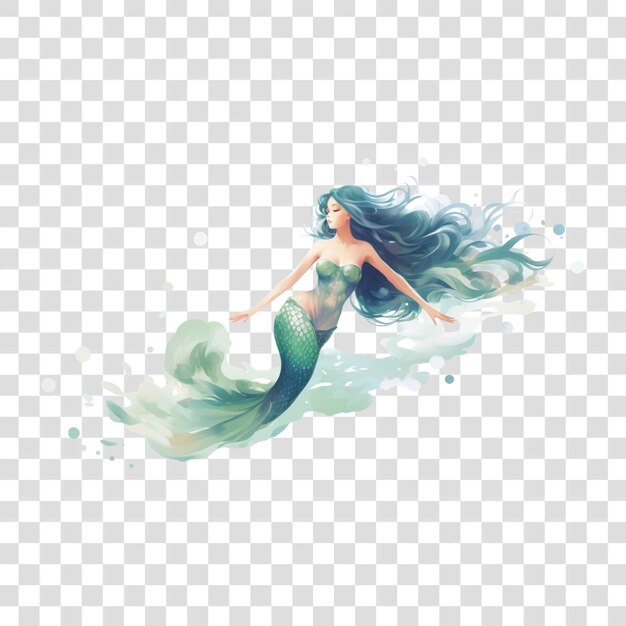 PSD png mermaid digital paint illustration ai generated image