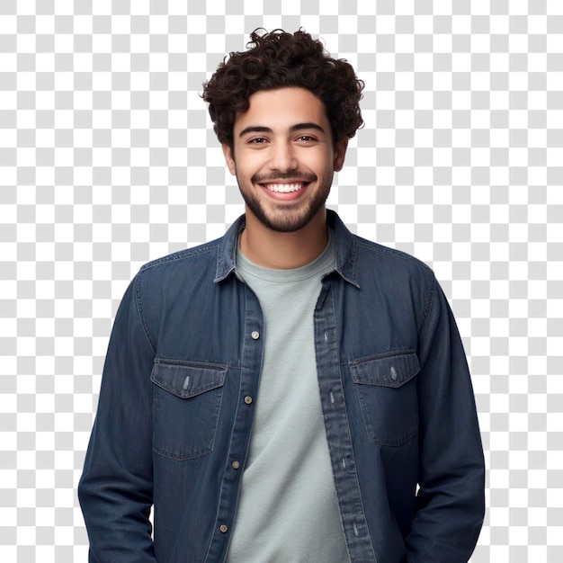 PSD png mexican man showing thumb up clothing jacket denim