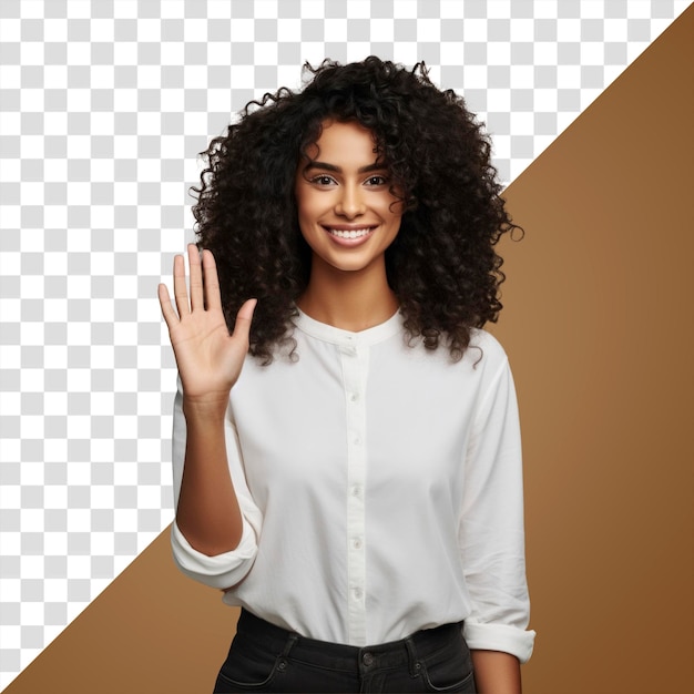 PSD png mixed raced woman portrait blouse smile ai generated image by rawpixel