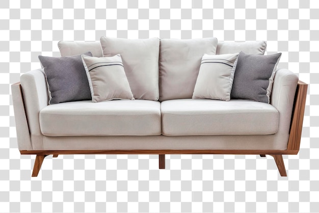 PNG Modern beige sofa with cushions