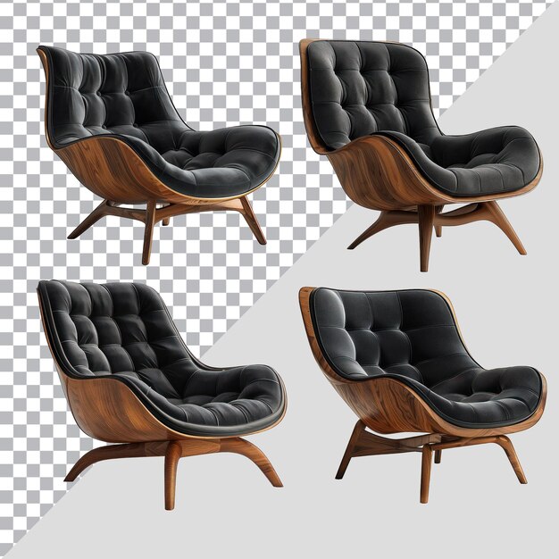 PSD png modern black lounge armchair isolated on transparent background ai generated