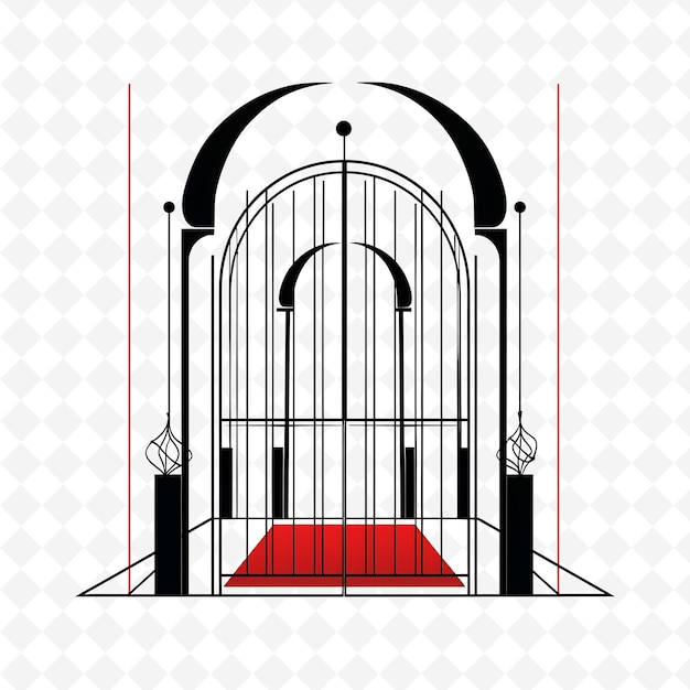 PSD png modern gate with minimalist wedding decorations the gate is creative abstract art designs