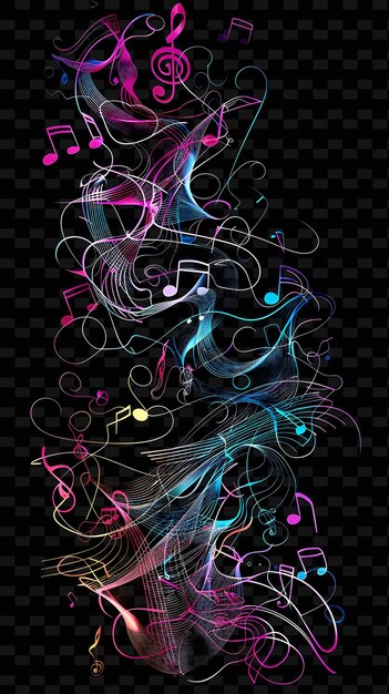 Png Music Decal With Patterns of Musical Notes and With Iridesc Creative Neon Y2K Shape Decorativee