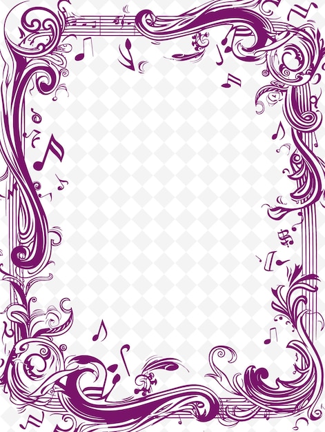 Png Music Themed Frame Art With Musical Notes and Instruments De Illustration Frame Art Decorative