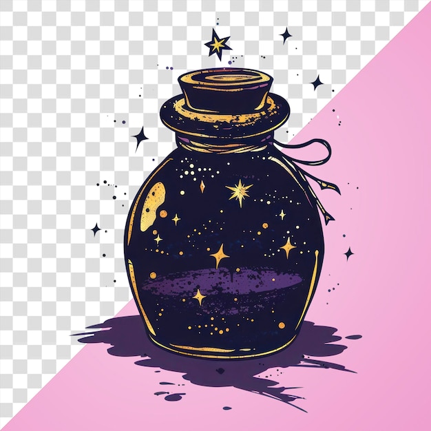 PSD png mystical starry potion bottle illustration