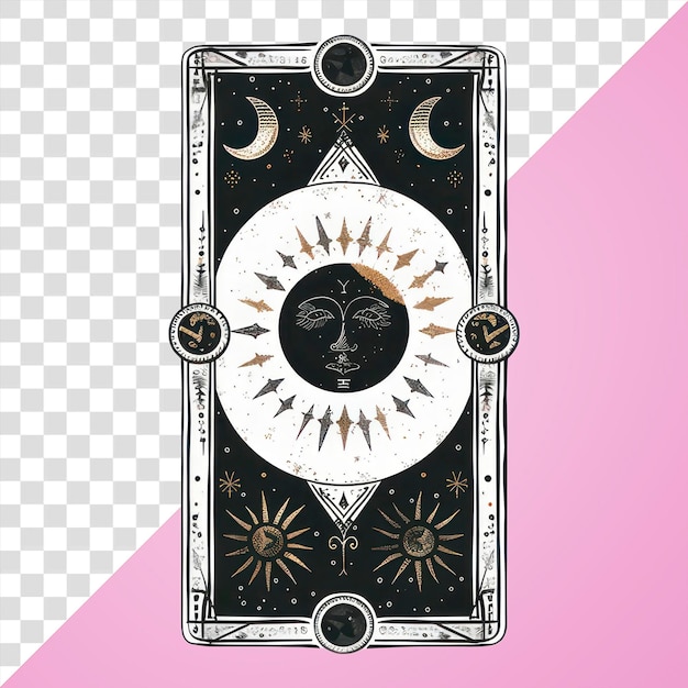 PSD png mystical tarot card with celestial symbols