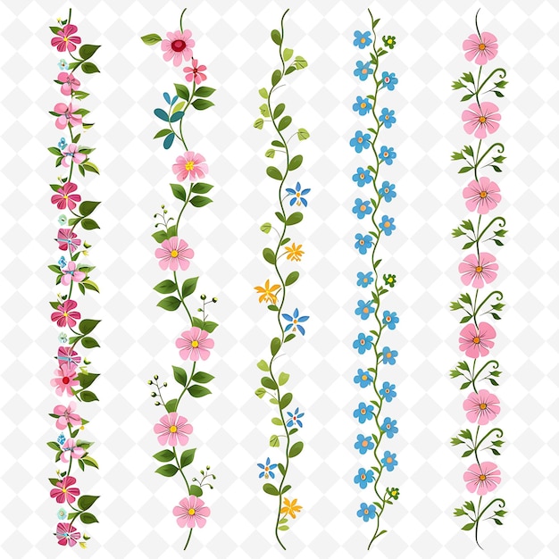 PNG Nature Collage Frames Clean Background Designs with Animal Flower and Line Art Elements