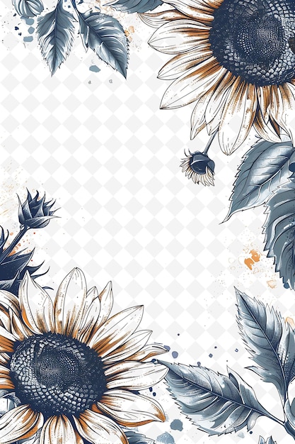 Png Nature Inspired Postcard Design With a Sunflower Frame Style Outline Arts Scribble Decorative