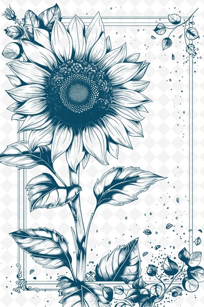 Png Nature Inspired Postcard Design With a Sunflower Frame Style Outline Arts Scribble Decorative