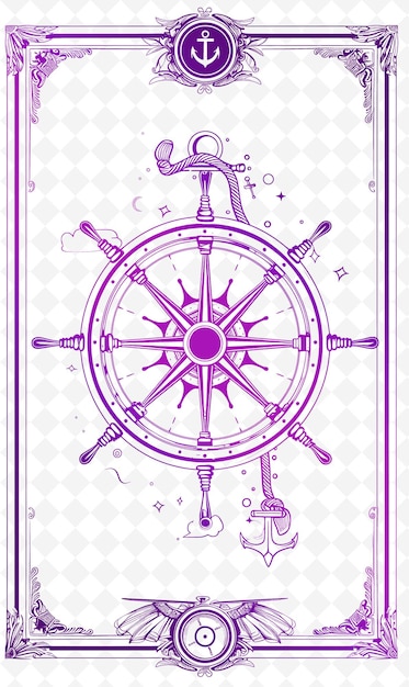 Png Nautical Postcard Design With a Ships Wheel Frame Style Surr Outline Arts Scribble Decorative