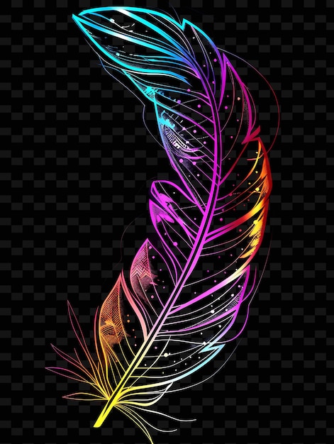 Png Neon Feather Tape Decal With Feather Designs and Neon Color Creative Neon Y2K Shape Decoratives