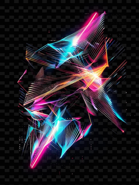 Png Neon Glitch With Glowing Lines and Bright Colors Abstract Sh Illustration Texture Background