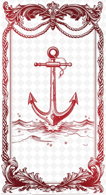 Png Ocean Postcard Design With Nautical Frame Style Design Decor Outline Arts Scribble Decorative