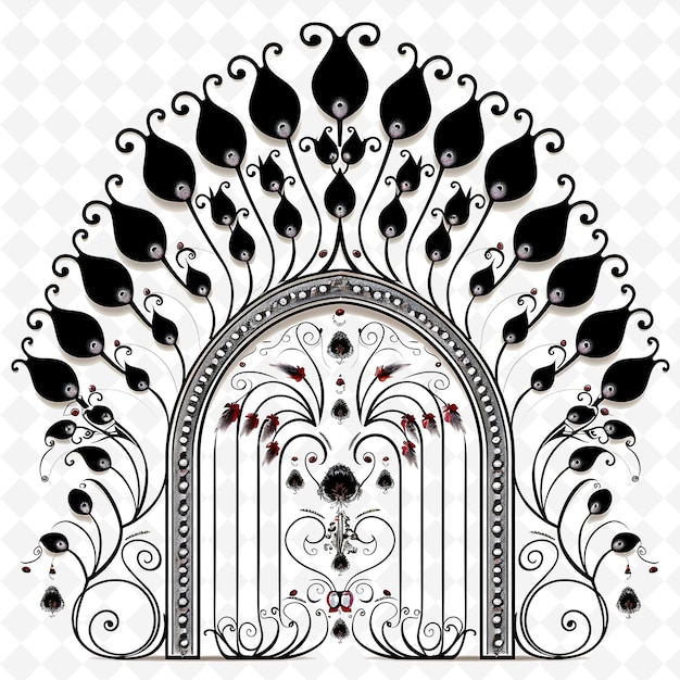 PSD png peacock gate with exotic wedding decorations gate is decorat creative abstract art designs