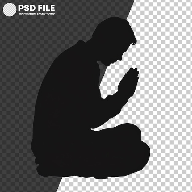 PSD png a person kneels in prayer hands clasped reflecting devotion and meditation in a serene environment