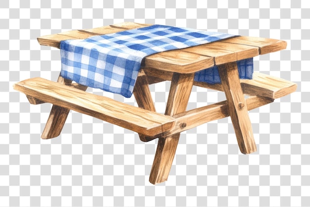 PSD png picnic table bench illustration watercolor