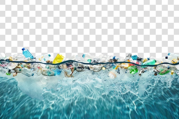 PSD png plastic pollution in ocean water