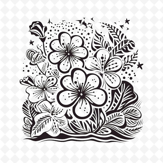 PSD png premium watercolor flower stamps artistic designs for creative projects clipart and tattoo